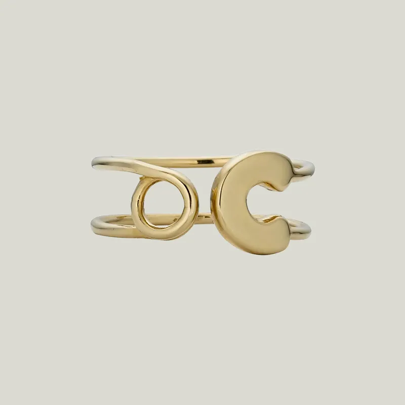 14K Yellow Gold Safety Pin Ring - Odeon Collection (Leased)