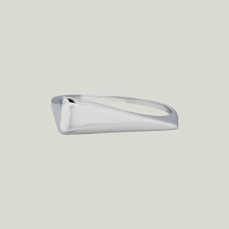 14K White Gold Wedge Ring - Odeon Collection (Leased)