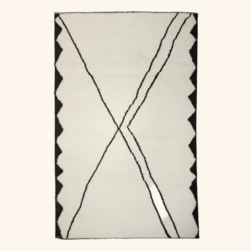 Cream Moroccan Wool Rug - 6' x 9'