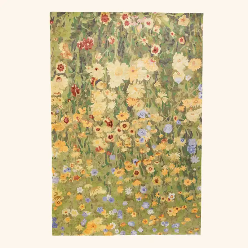 Green Aurora Aurora Tibetan Silk Rug - 6' x 9'