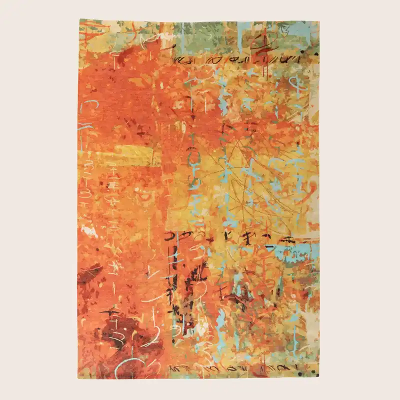 Orange Aurora Aurora Tibetan Wool Silk Blend Rug - 6' x 9'