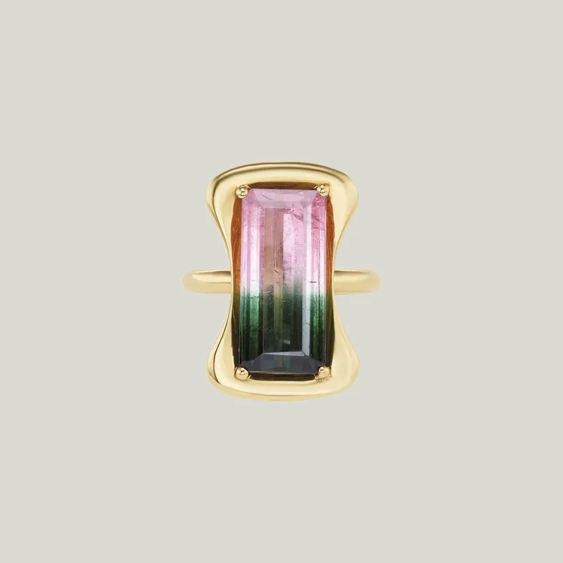 Watermelon Tourmaline Wave Ring - Stoned Fine Jewelry (Consigned)