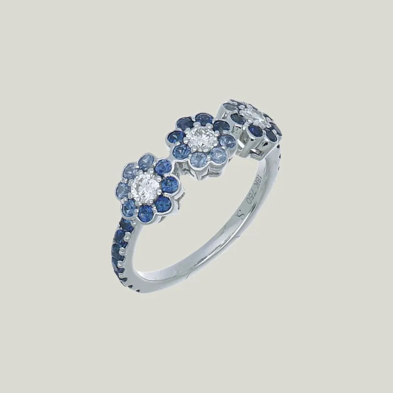 Blue Jean Flower Ring - Stoned Fine Jewelry (Consigned)