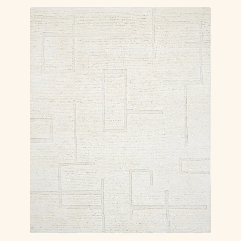 White Moroccan Berber Wool Rug - 8' x 10'