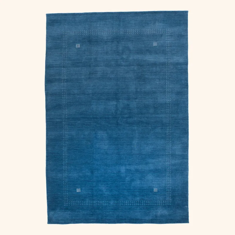 Blue Solid Indo Gabbeh Rug - 6'3" x 9'4"