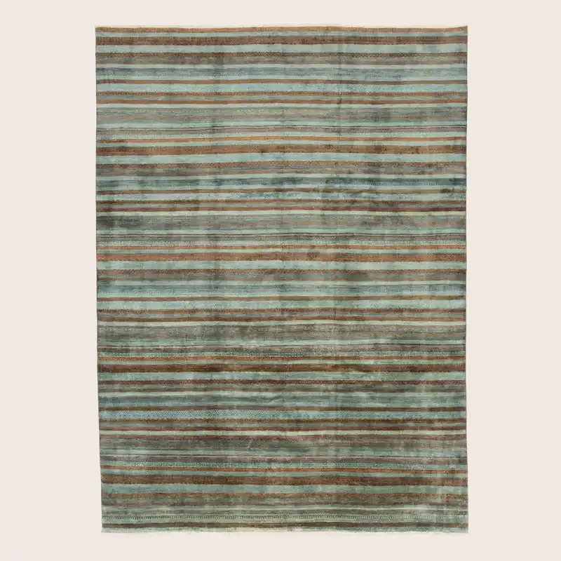 Blue Contemporary Indo Savannah Rug - 8'10" x 11'10"