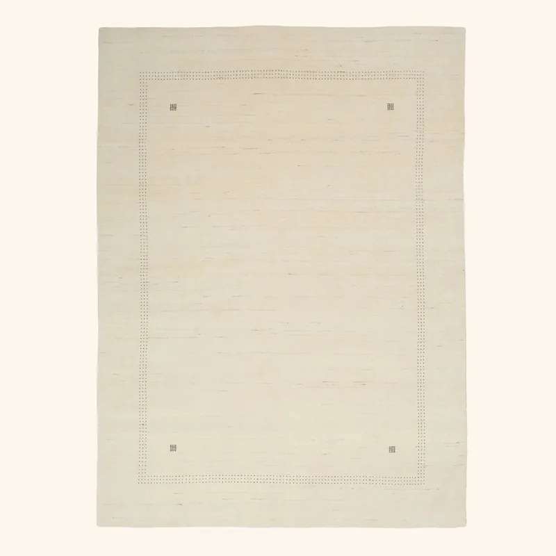 White Solid Indo Gabbeh Rug - 9'1" x 12'1"