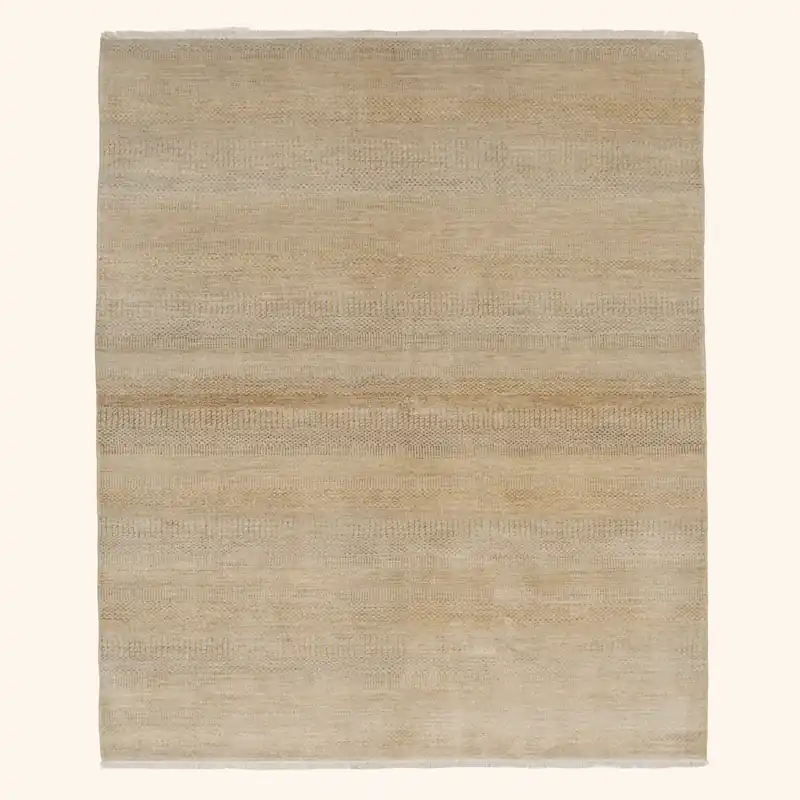 Beige Solid Indo Savannah Rug - 6'3" x 9'1"