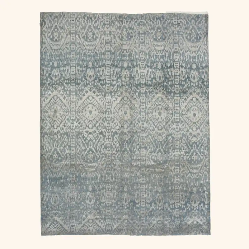 Blue Solid Indo Ikat Rug - 8'1" x 10'3"