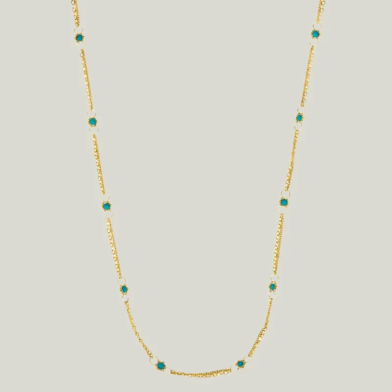 Turquoise 18k Whisper Chain Necklace - Amali (Consigned)