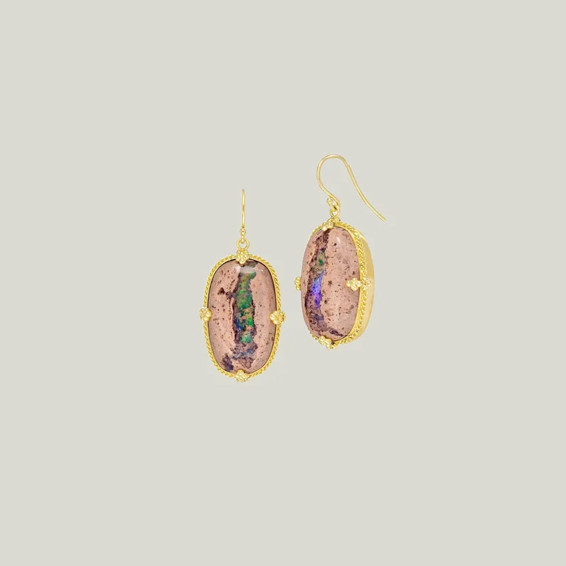 Large Mexican Opal 18k One-of-a-Kind Earrings