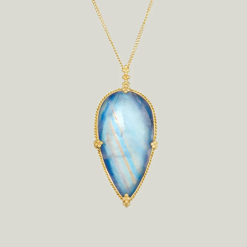 Large Moonstone 18k One of a Kind Necklace - Amali (Consigned)