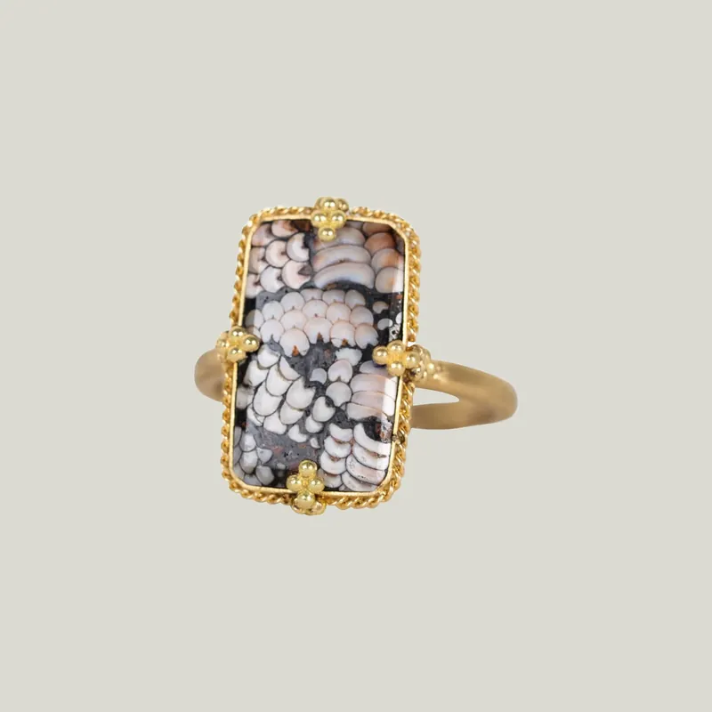 Large Snakeskin Agate 18k One-of-a-Kind Ring