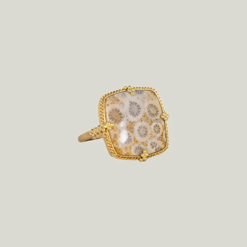 Fossilized Coral 18k One-of-a-Kind Ring