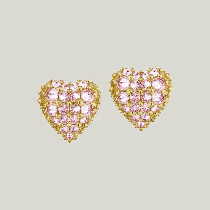 Pierce Your Heart Pink Sapphire Stud Earrings - AnaKatarina Design (Consigned)