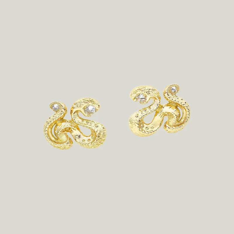 Impeccable Words Yellow Gold Wisdom Studs - AnaKatarina Design (Consigned)