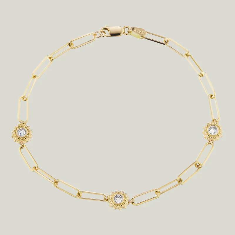 California Dreaming 18k Gold & Diamond Solitaire Chain Link Bracelet - AnaKatarina Design (Consigned)