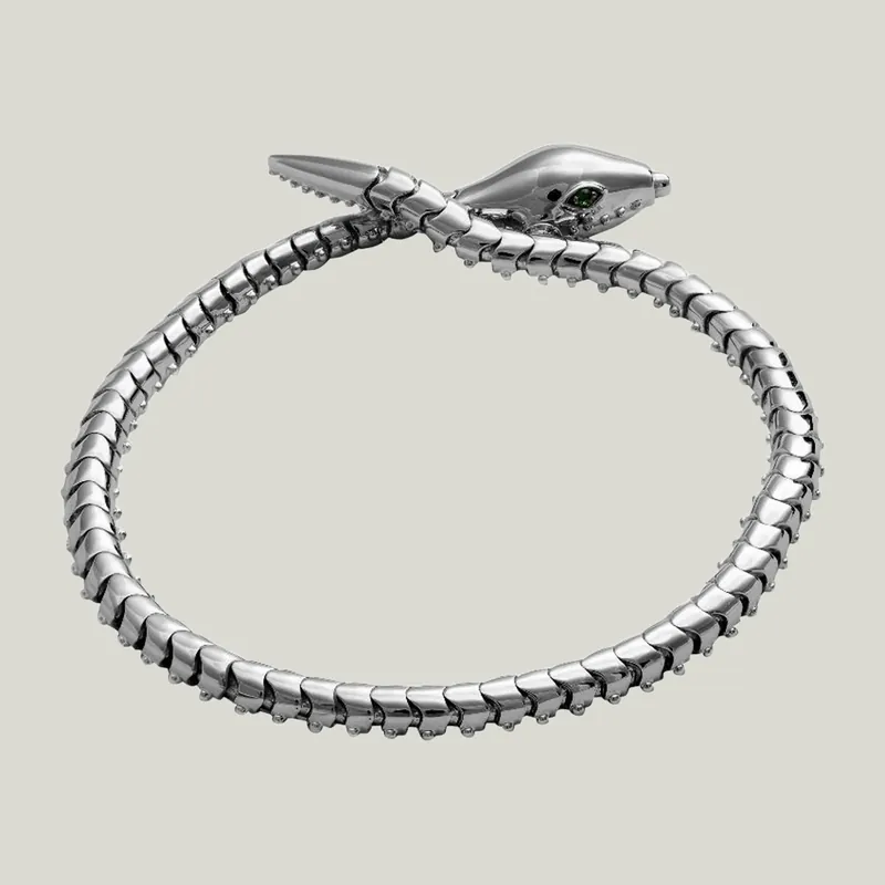 White Gold Serpent Bracelet - Stoned Fine Jewelry (Consigned)