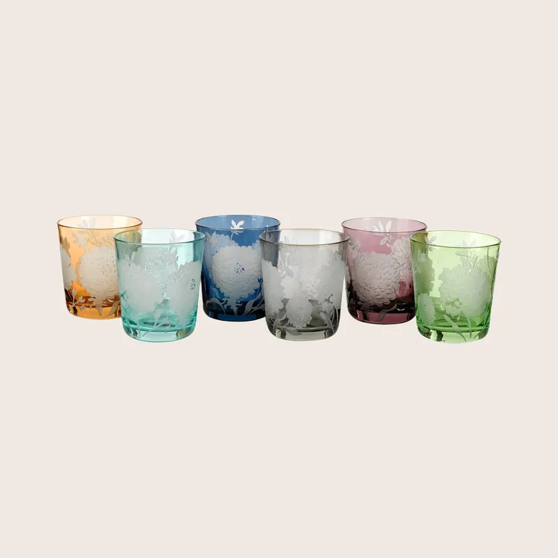 Peony Multicolor Tumbler Glasses, Set of 6 - POLSPOTTEN