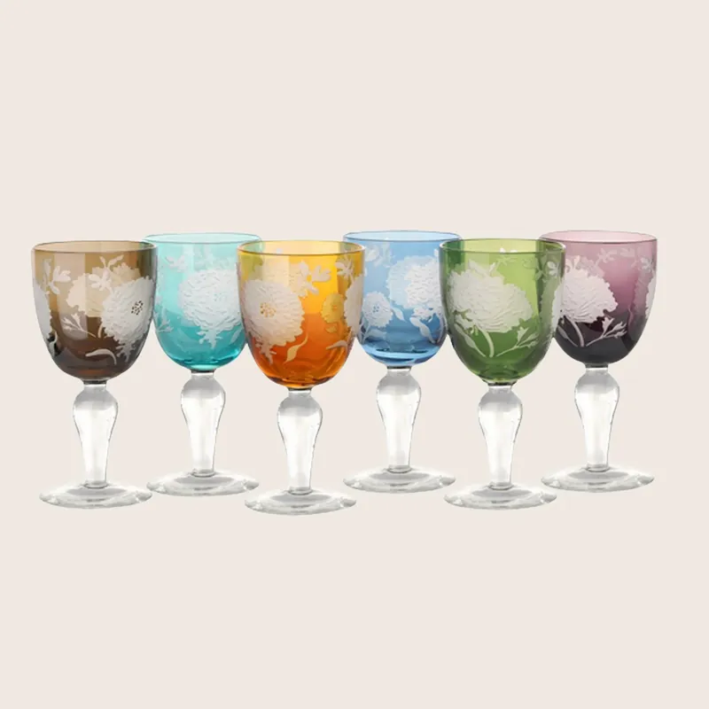 Peony Multicolor Wine Glasses, Set of 6 - POLSPOTTEN
