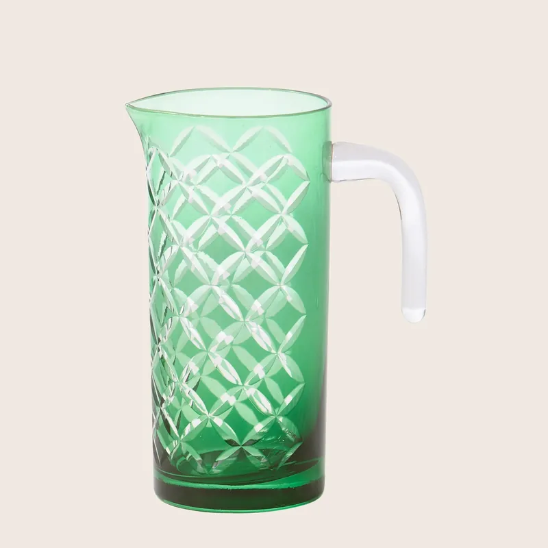 Cuttings Glass Pitcher in Dark Green - POLSPOTTEN