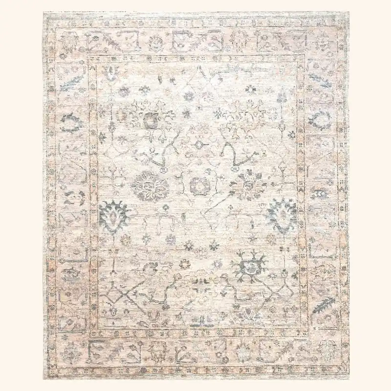 Beige Traditional Oushak Silk Rug - Maya Trades