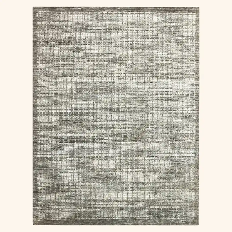 Ivory & Beige Transitional Wool Silk Blend Rug - 8' x 10'