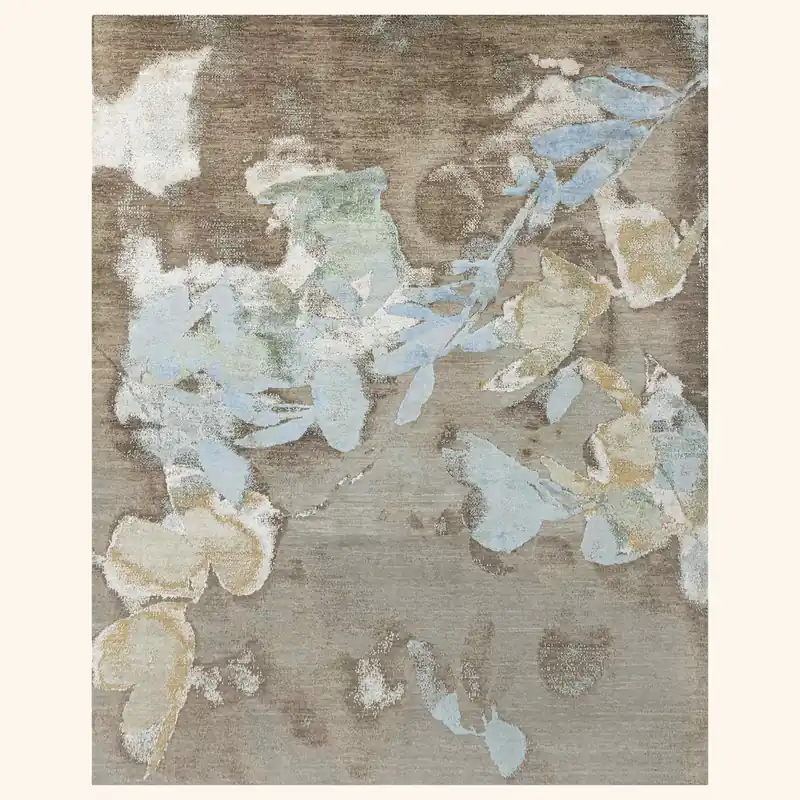 Multicolored Contemporary Silk Wool Rug - 8' x 10'