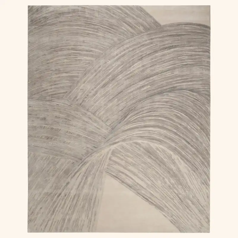 Sand Essentials Silver Contemporary Wool Silk Blend Rug - Nourison Industries, Inc.