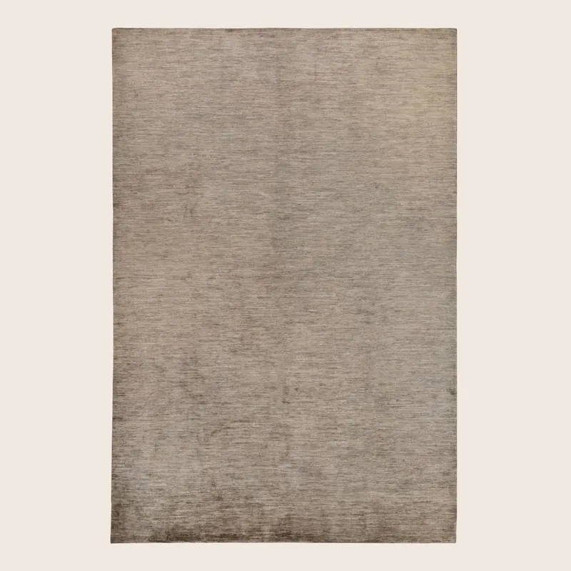 Silver Solid Wool Silk Blend Rug - 6' x 9'