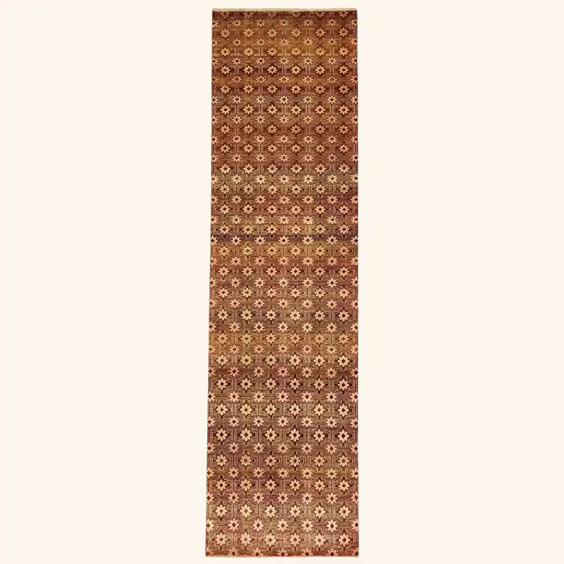 Orange Alchemy Contemporary Wool Silk Blend Runner - 3'2" x 12'4"