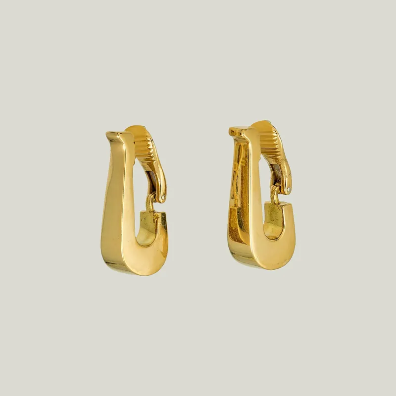 Tiffany & Co. Vintage 18K Yellow Gold Elongated Hoop Earrings - Odeon Collection (Leased)