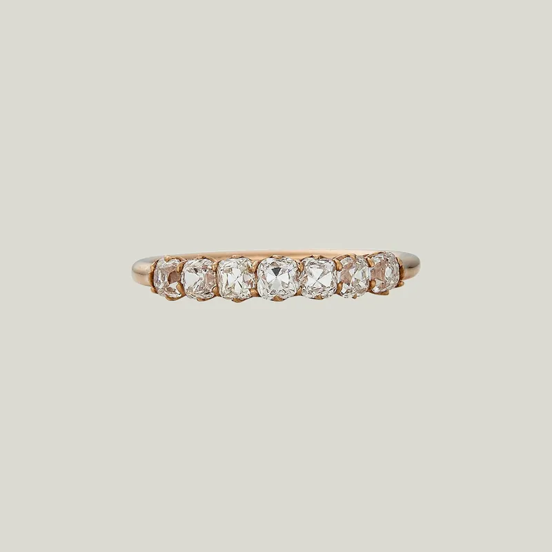 Contemporary 18K Rose Gold Petite Old Mine Cut Diamond Band - Odeon Collection (Leased)