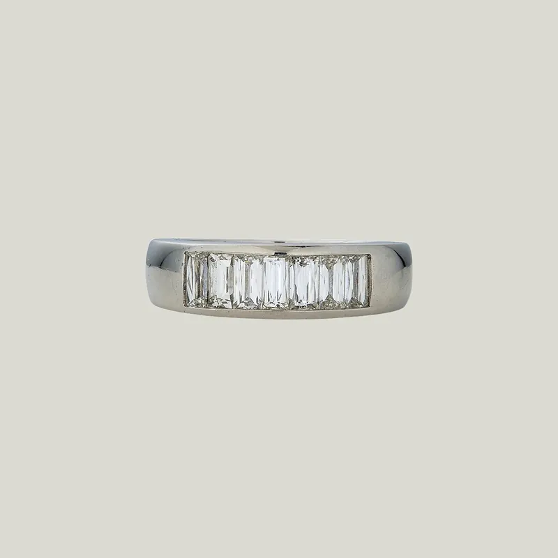 Contemporary Platinum French Baguette Cut Diamond Band - Odeon Collection (Leased)