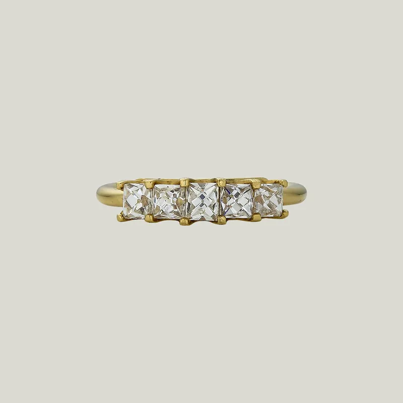 Contemporary Platinum and 18K Yellow Gold French Cut Diamond Band - Odeon Collection (Leased)