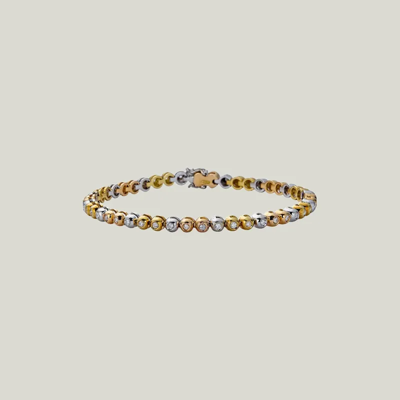 Vintage 18K Yellow and White Gold Diamond Bubble Bracelet - Odeon Collection (Leased)