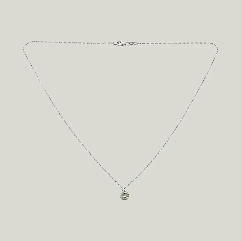 Vintage 14K White Gold Old European Cut Diamond Bezel Pendant - Odeon Collection (Leased)