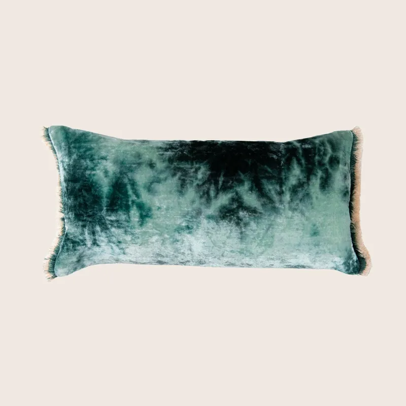 Silk Velvet Shaded Indigo Fringe Lumbar - Anke Drechsel