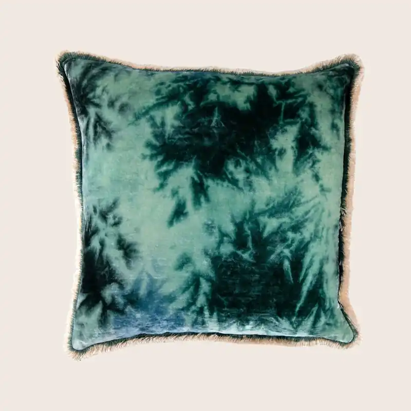 Silk Velvet Shaded Indigo Fringe Pillow - Anke Drechsel