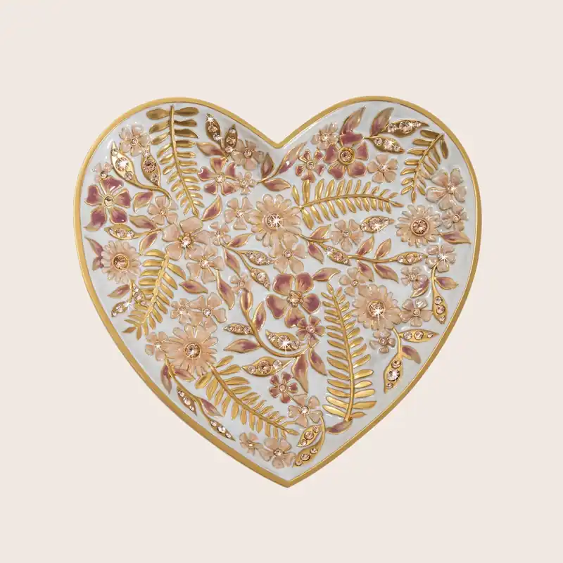 Aria Floral Heart Trinket Tray, Pink - Jay Strongwater (Drop Ship)