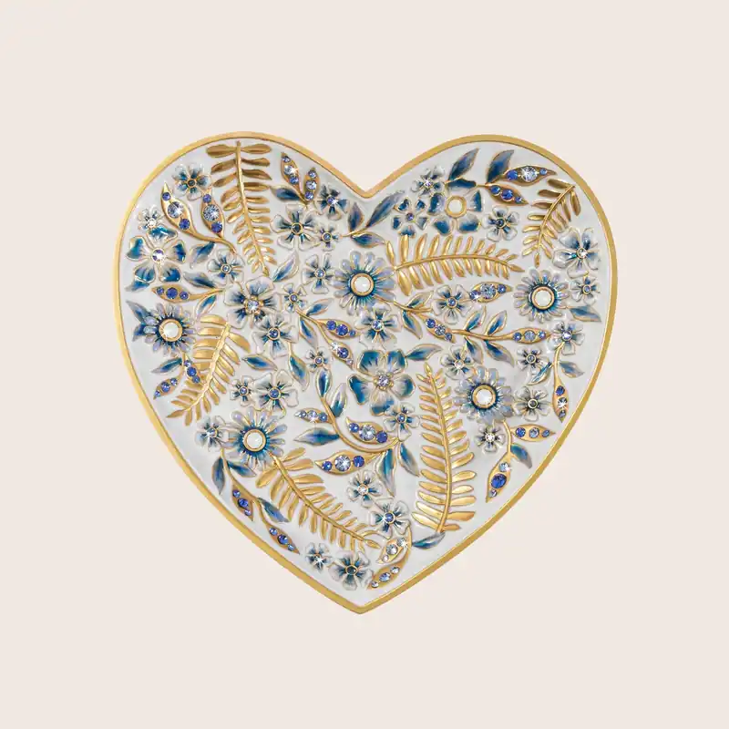 Aria Floral Heart Trinket Tray, Blue - Jay Strongwater (Drop Ship)