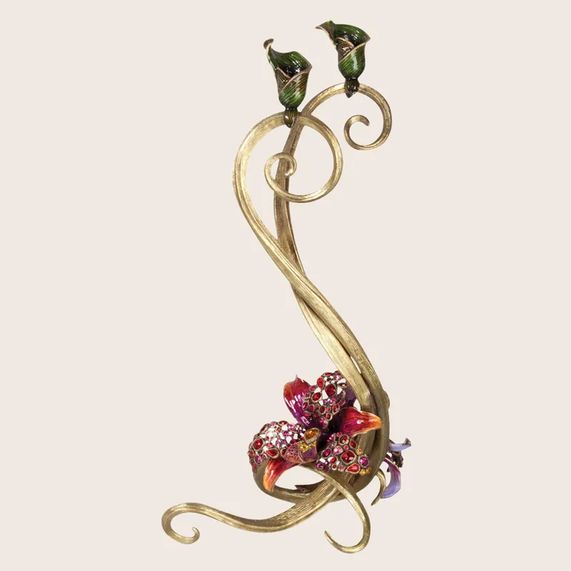 Roselyn Double Orchid Candlestick - Jay Strongwater (Drop Ship)