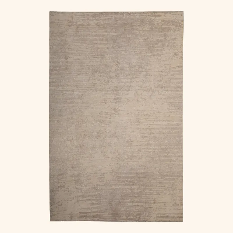 Grey & White Contemporary Tibetan Silk Wool Blend Rug - Third Eye International