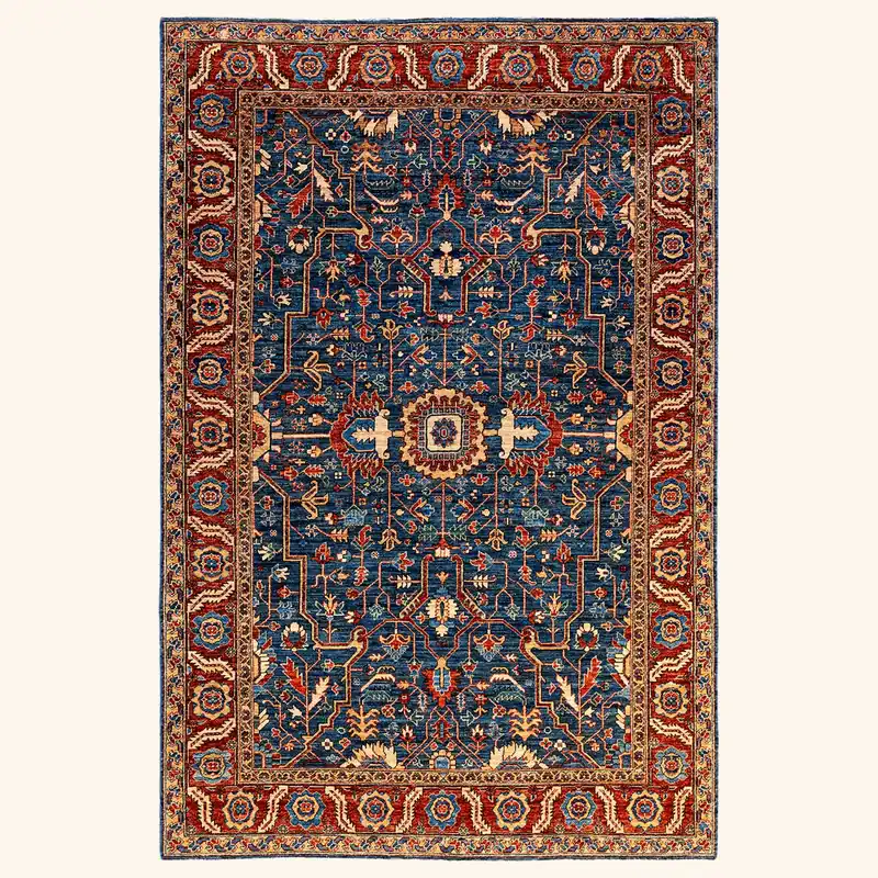 Blue Traditional Serapi Wool Rug - 6'1" x 9'1"