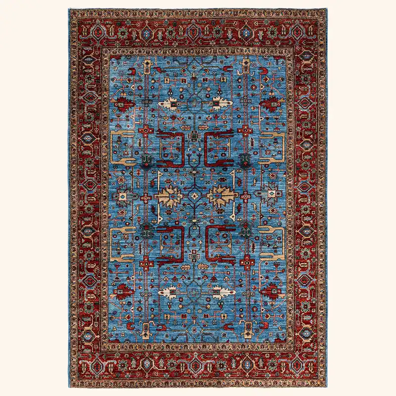 Blue Traditional Serapi Wool Rug - 6'2" x 9'