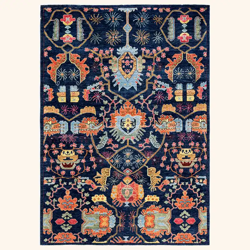 Blue Traditional Serapi Wool Rug - 6'3" x 8'9"