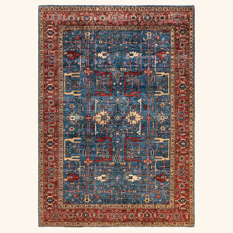 Blue Traditional Serapi Wool Rug - 6'1" x 8'8"