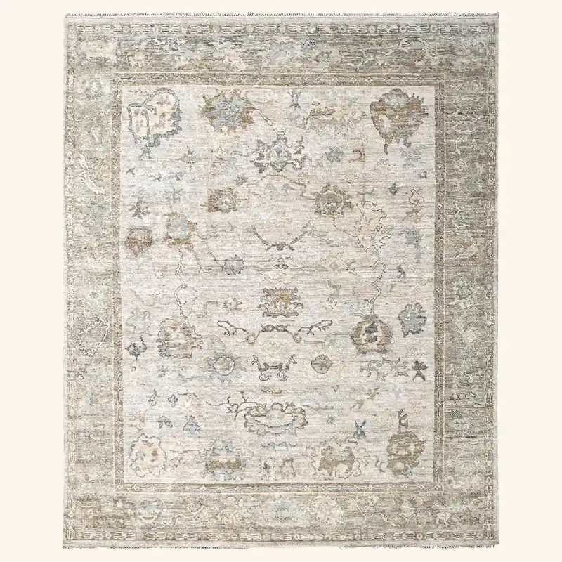 Grey Traditional Oushak Silk Rug - Maya Trades