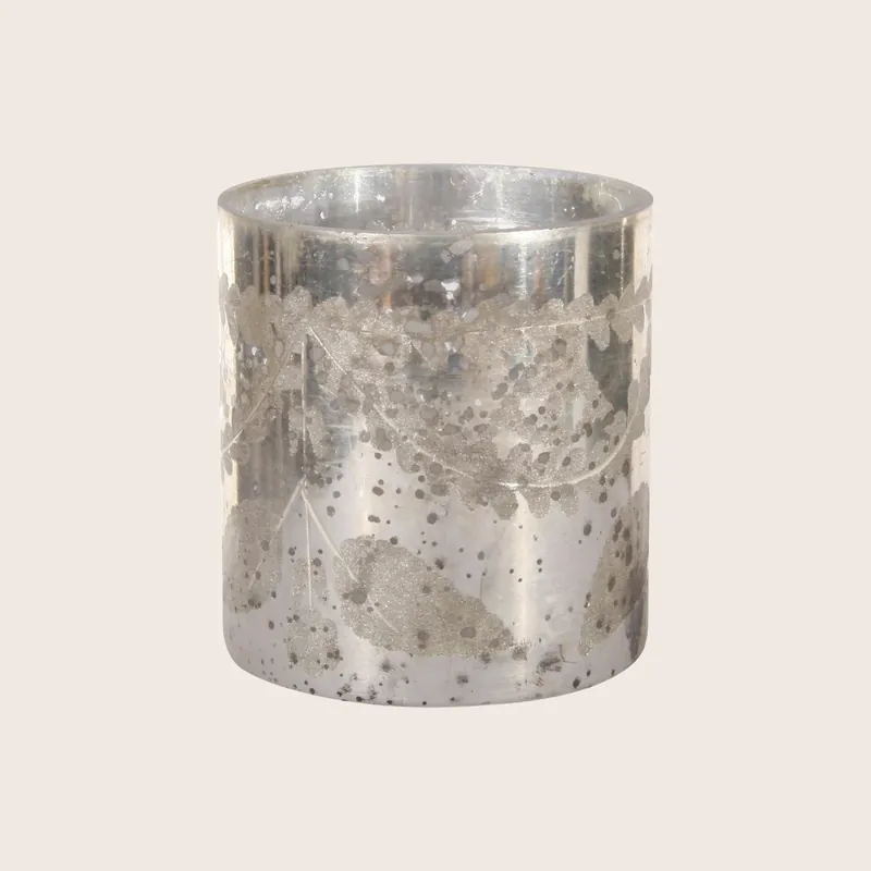Engraved Silver Glass Votive - Shishi