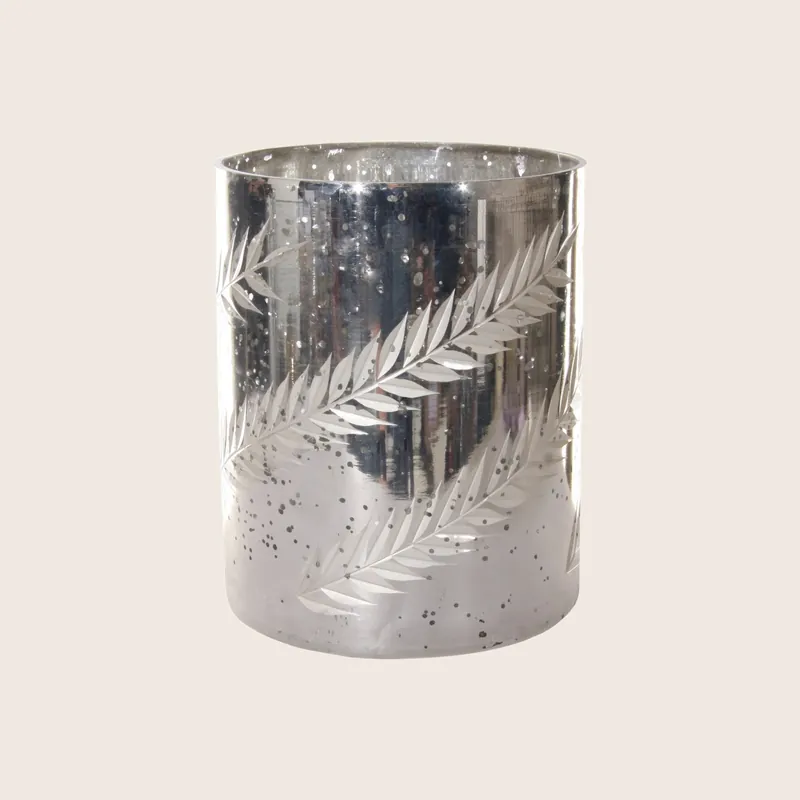 Rye Cutting Silver Glass Cylinder Votive - Shishi